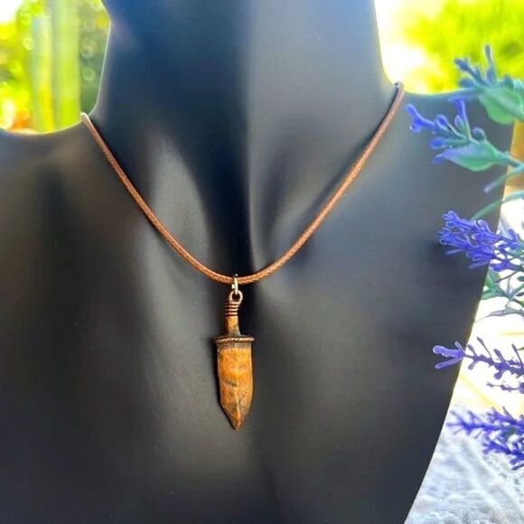 Vintage Copper Dagger Pendant Necklace Unisex - Picture 1 of 8